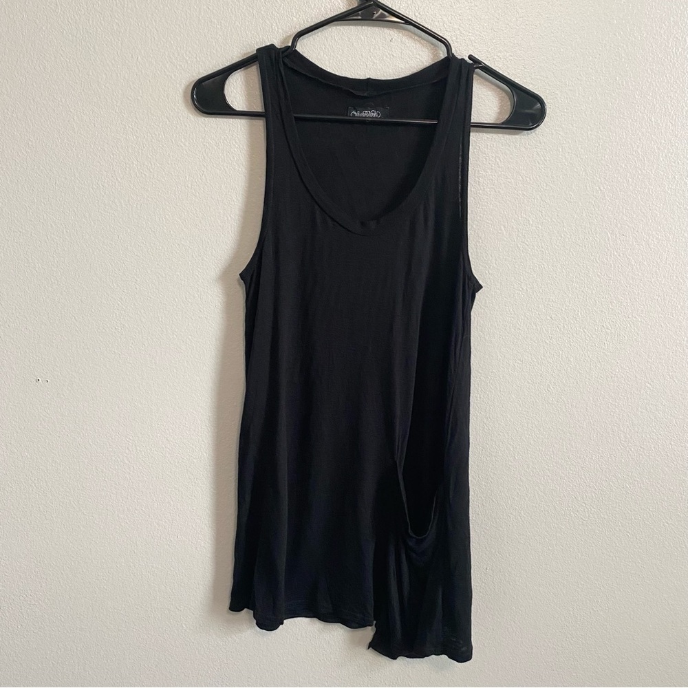 Lauren Moshi Black Elevated Basic Jersey Pocket Tank Size Small